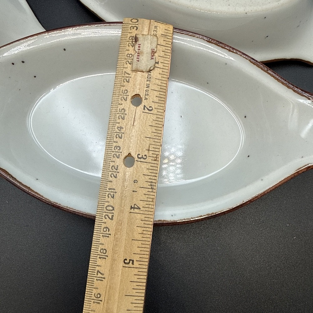 3 Individual Baking Au Gratin White w/ Brown Rims EUC - Picture 7 of 7